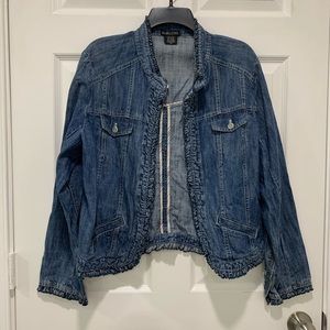 Nu Influence blue denim jacket with ruffle